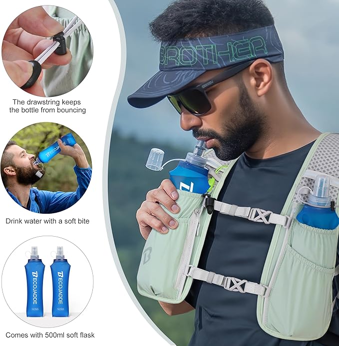 Running Vest Hydration Backpack for Men Women, 5L Lightweight Running Backpack Hydration Pack for Marathon, Trail, Cycling, Hiking, Jogging