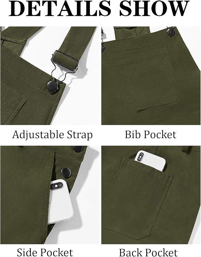 Runcati Mens Corduroy Bib Overalls Workwear Fashion Casual Jumpsuit Adjujstable Strap Romper Coverall