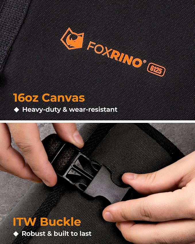 Wrench Roll, Wrench Roll Up Pouch, 19-Pocket Heavy Duty Canvas Wrench Organizer Bag for Metric Combination Wrenches, Portable Tool Roll Bag, Gifts for Men for Christmas(Black, 19+1 Metric)