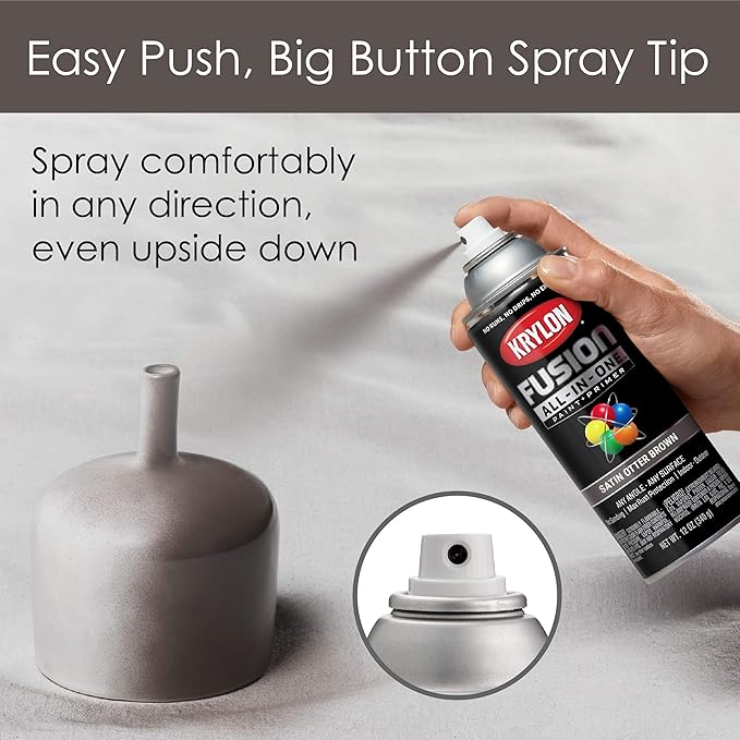 Krylon Fusion All-In-One Adhesive Spray Paint for Indoor/Outdoor Use, 12 oz, Otter Browm