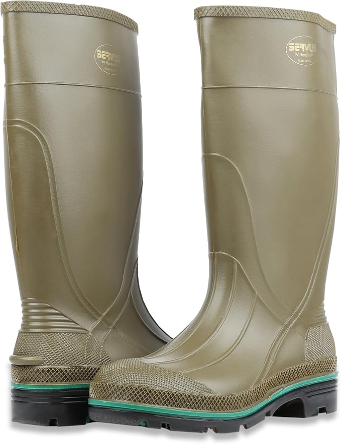 Servus MAX 15" PVC Chemical-Resistant Soft Toe Men's Work Boots, Olive, Green & Brown (75120), Size 14