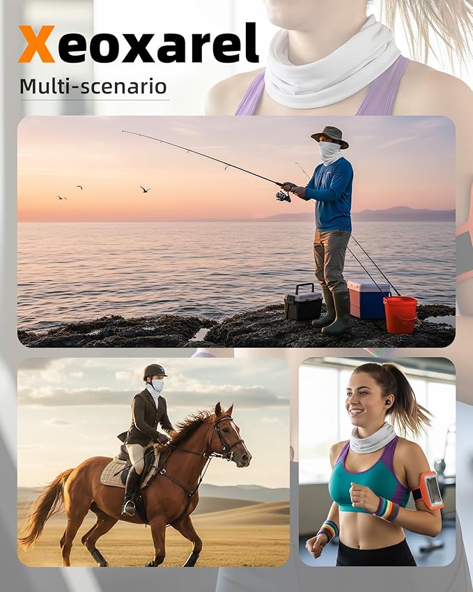 Xeoxarel Neck Gaiter, 7 Pack Cooling UV Protection, Bandana Face Mask Scarf for Men and Women