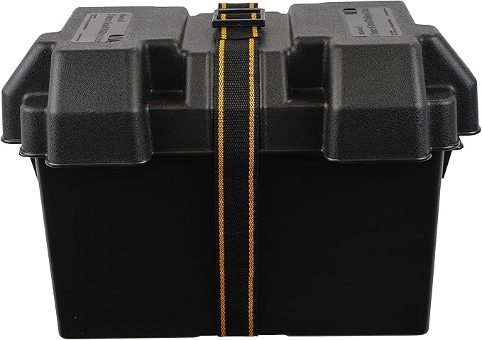 Attwood 9067-1 Vented Battery Box with Mounting Strap, Fits Group 27 Series Batteries, Black