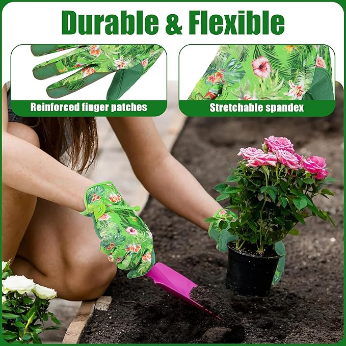 HANDLANDY Work Gloves for Women, Breathable Leather Gardening Glove for Yard Maintenance, Hand Protection with Touch Screen