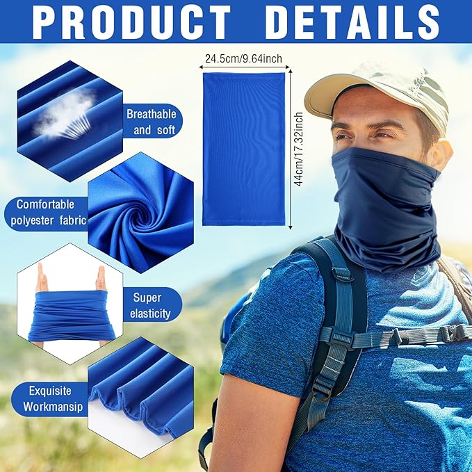 40 Pcs Neck Gaiter Bulk Summer Face Mask UV Protection Face Cover Scarf Balaclava Bandana for Men Women Sports Running