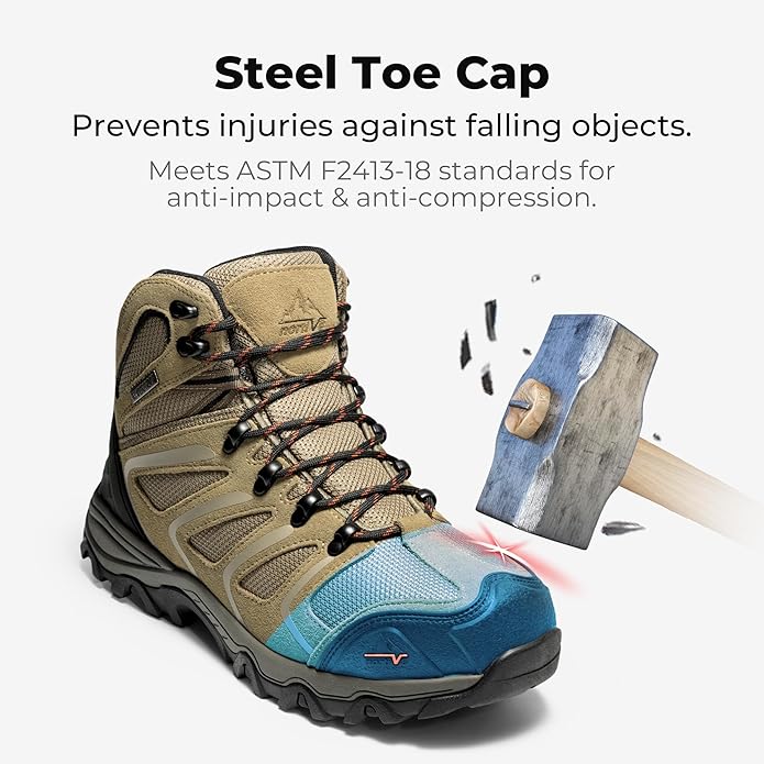 NORTIV 8 Waterproof Work Boots for Men Steel Toe Safety Construction Boots ARMADILLO-STL