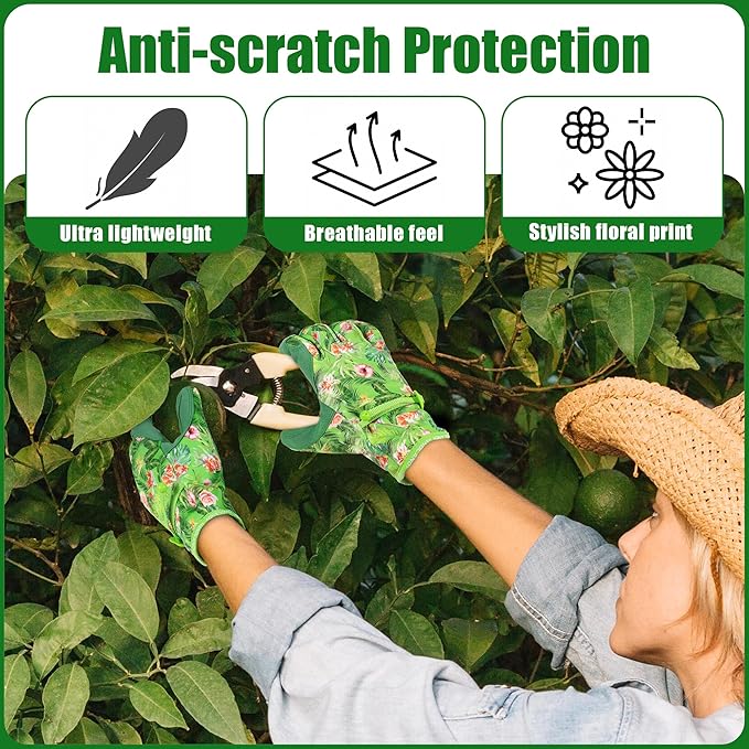 HANDLANDY Work Gloves for Women, Breathable Leather Gardening Glove for Yard Maintenance, Hand Protection with Touch Screen