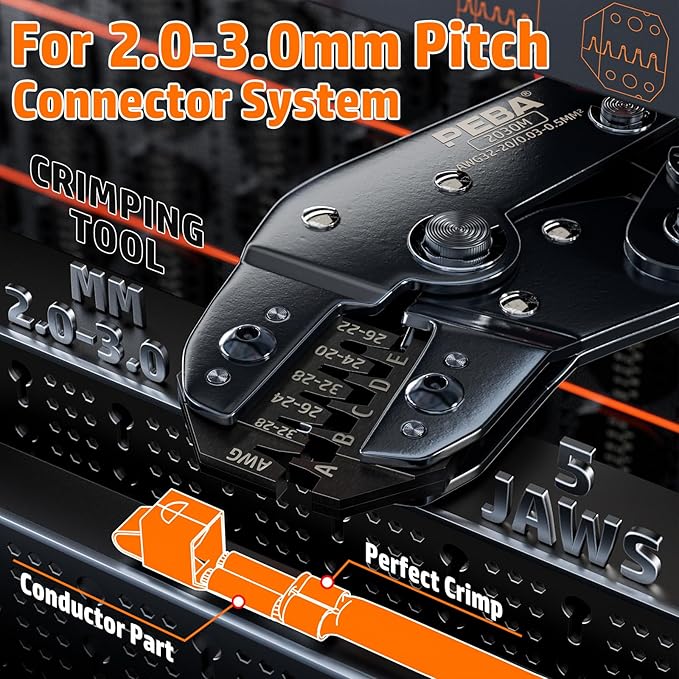 PEBA Crimping Tool and Dupont Connector Kit - 28 Types of Dupont 2.54 mm Connectors & Crimp Pins, 2.0 mm JST-PH & 2.5mm JST-XH Housings and Contacts, for DIY Electronics - Suitable for AWG 32-20 Wires
