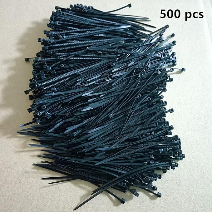 Zip Ties 500 pcs 4 inch Cable Zip Ties, Premium Plastic Wire Ties with 40 LBS Tensile Strength, UV Resistant Cable Ties, Self-Locking Black Nylon Tie Straps