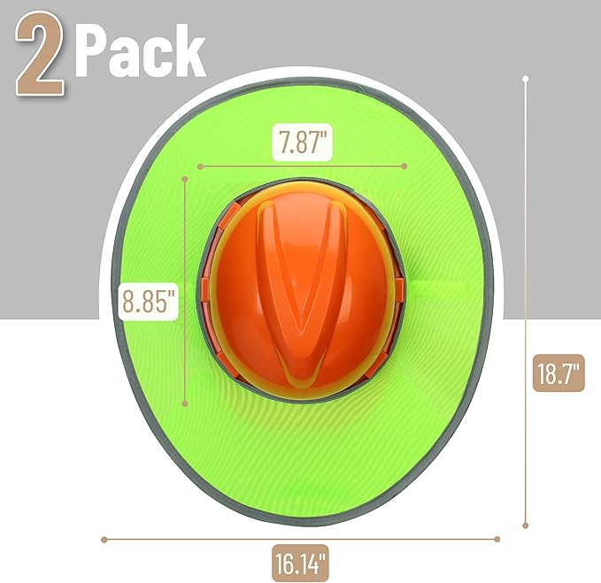 UNCO- Hard Hat Sun Shield, 2 Pack, Green, Full & Standard Brim Mesh Sunshade High Visibility Reflective, Hard Hat Accessories