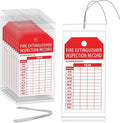 50 Fire Extinguisher Inspection Tag Plastic Cover 3.4 x 7.3 Inch Service Record Tags Fire Extinguisher Tamper Seal with Fire Tags and Iron Wire Resealable Waterproof for Indoor and Outdoor (50)