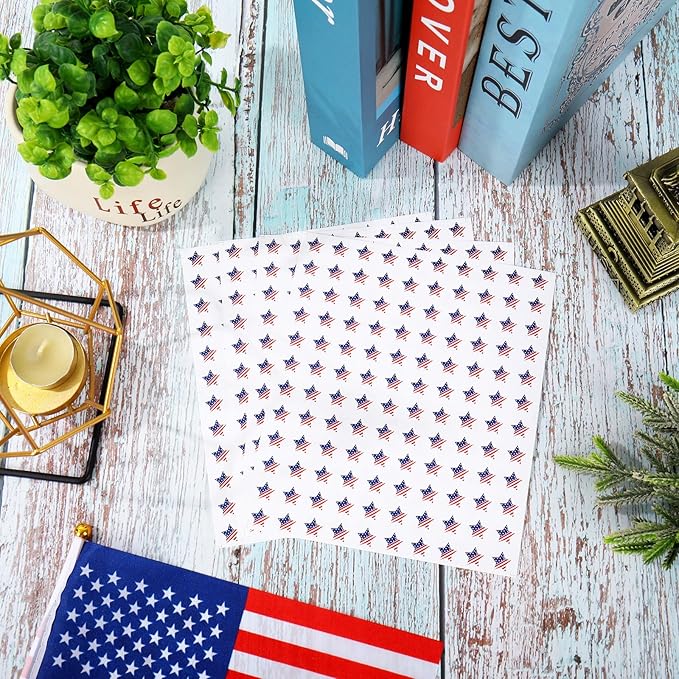 JarThenaAMCS 2400Pcs Patriotic Mini Sticker Star Flag Paper Decal 4th of July Self-Adhesive Sticker for Independence Day Planner Reward Envelope Scrapbook DIY Supplies, 0.5 in