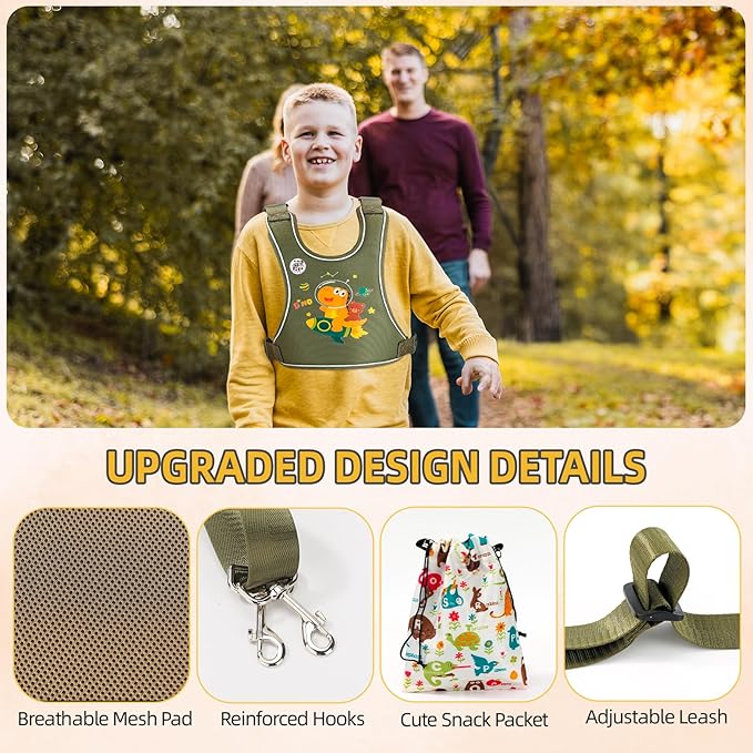 Safety Walking Harness for Big Kids 6-12, Anti-Elopement Vest Harness for Autism Special Needs ADHD, Reflective Leash with Handle for Autistic, Active Children, Adjustable Tether for Travel and Crowds