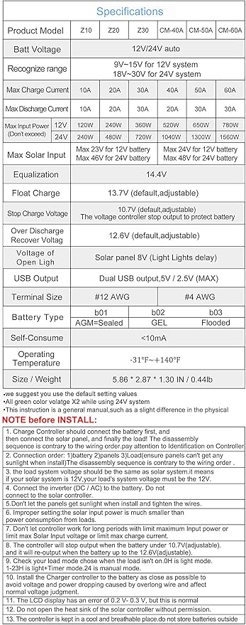 PowMr 60a Charge Controller - Solar Panel Charge Controller 12V 24V, Max 48V 1560W Input Adjustable Parameter LCD Display Current / Capacity and Timer Setting ON/Off with 5V Dual USB