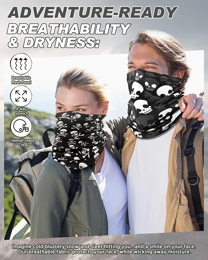 Cuffbow 12 Pack Neck Gaiters Face Mask Bandana Balaclava for Men Women Cooling Neck Gaiter Summer UV Sun Protection Scarf
