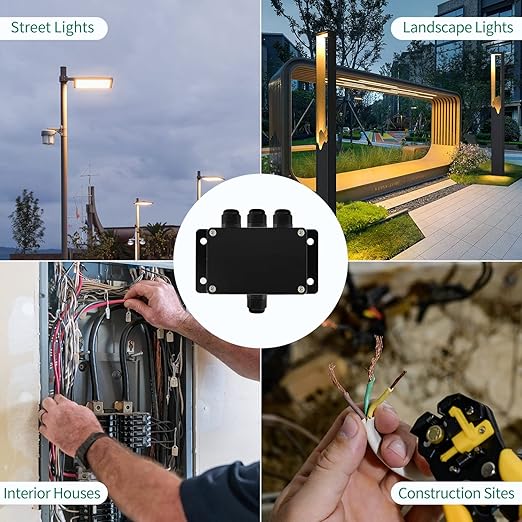 ABS IP67 Waterproof Dustproof Electrical Junction Box, with 15A 600V Barrier Terminal Cable Connector, 1 in/3 Out Power Junction Box（3.93 * 2.67 * 1.96in）