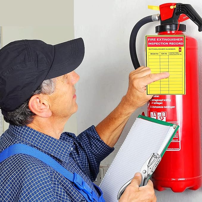 Monthly Fire Extinguisher Inspection Tags Stickers Safety Stickers 3x5 Inch Year Maintenance Extinguisher Recharge and Inspection Record Labels Inventory Sticker 60Pcs Check Record Vinyl Sticker Label