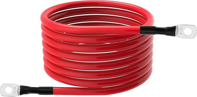 6 AWG Battery Cable 6AWG Gauge Battery Inverter Cables for Automotive Solar Marine Boat RV Car Motorcycle (6 AWG, 7FT, 5/16")