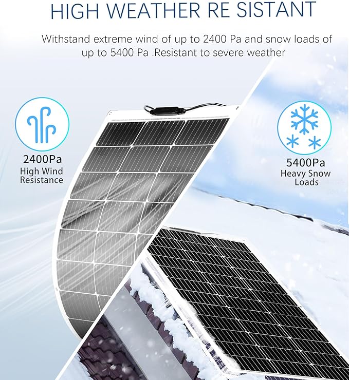XINPUGUANG Flexible Solar Panel 100W 12V Monocrystalline Solar Kit Hightweight module, 10A charge controller ,Extension cable for RV Boat Cabin Car (100W-1)