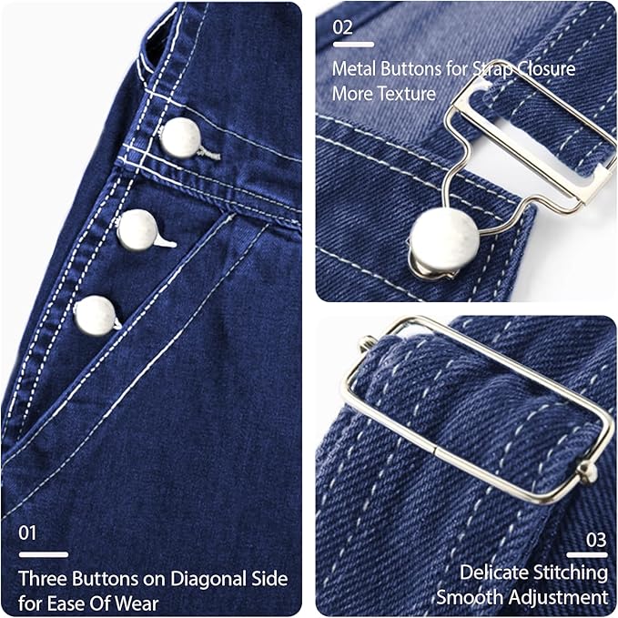 Men's Bib Overall Relaxed Fit Adjustable Strap Denim Work Pants with Large Pockets Durable Comfortable Jumpsuit for Men