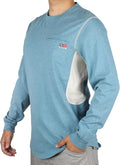 BOCOMAL FR Shirts for Summer Breathable Vented Design 6oz Heather Jersey Flame Resistant Long Sleeve Crew T Shirt