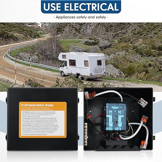 Automatic Transfer Switch，30 Amp Transfer Switch Kit for RV,Speedboats,Travel Trailer,Camper Van