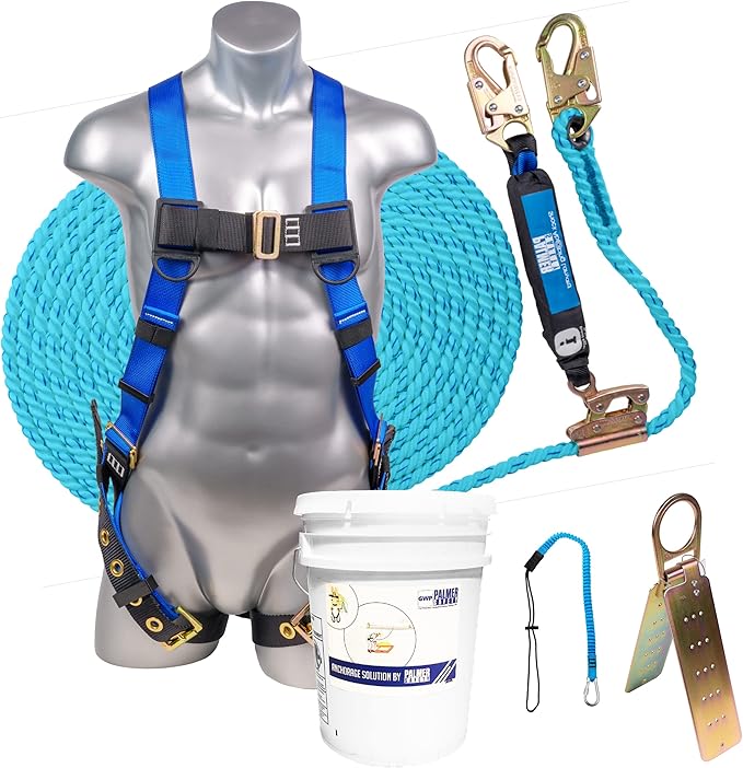 Palmer Safety V5504 Roofing Kit, Construction Harness, Vertical Lifeline Assembly & Duffle Bag