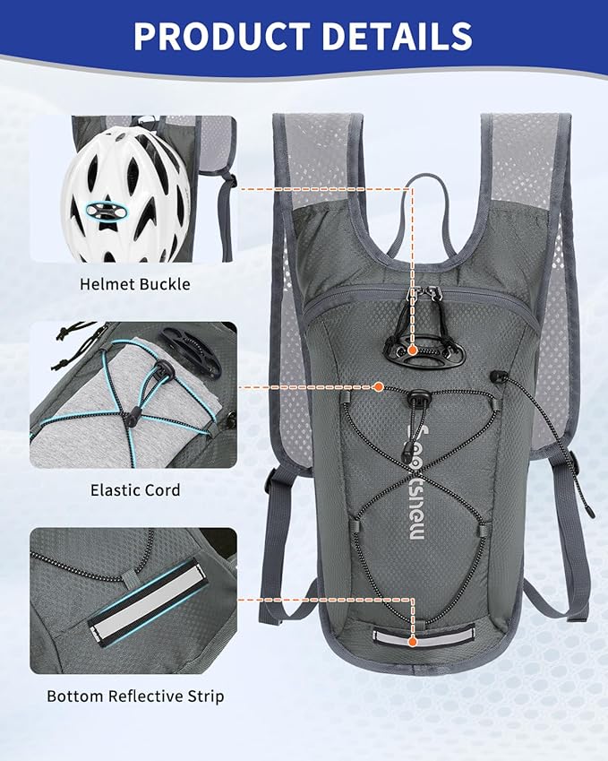 sportsnew Hydration Backpack with 2L Water Bladder, 6L Lightweight Water Backpack for Hiking, Running and Cycling, Hydro Pack for Men Women