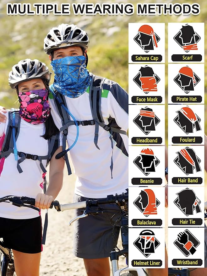 100 Pcs Bulk Neck Gaiters for Men Women Balaclava UV Face Mask Headband Face Covering Neck Tube Scarf Outdoor,100 Style