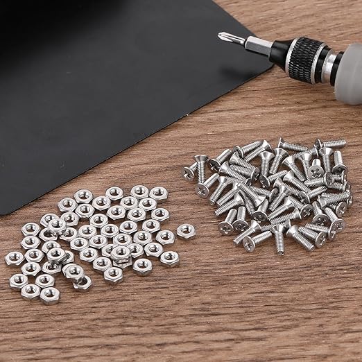 100 PCS D Series Electrical Panel Screws and Nut Kit, M5 X 8 mm Panel Mount Connector Stainless Steel Metal Screw Audio Server Rack Mounts Screws and Nuts for Attaching D-Series Panels Connectors