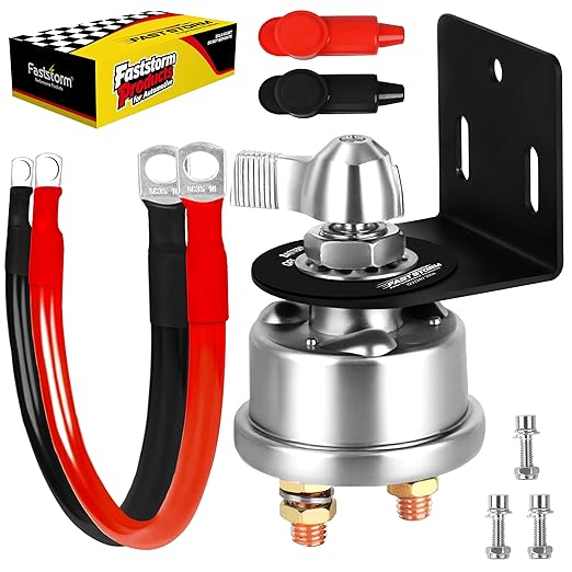 300A 12V 48V Battery Disconnect Switch with 2GA Cable Side Post Mounting Bracket High Current Battery Cut Off Heavy Duty Master Switch for Car Boat RV ATV UTV Vehicles