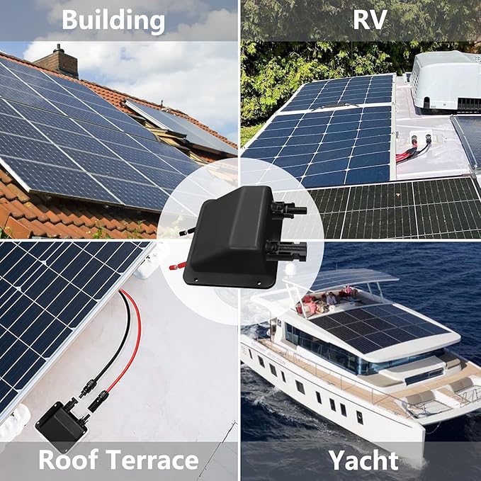Solar Cable Entry Gland,0.33ft 10AWG Soft Solar Extension Cable and Connector, UV Resistance Dual Cable Entry Gland Housing on Rv, Boat, Camper (10cm, Black)