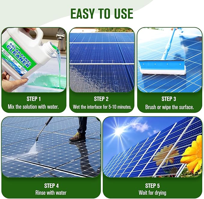 Teexpert Solar Panel Cleaner (1 Gallon Makes 600 Gallons), Super Concentrated Glass & Solar Panel Cleaning, Streak-Free Quick Dry Remove Dirt, Dust, Droppings, Oils, Fingerprints & Water Spots