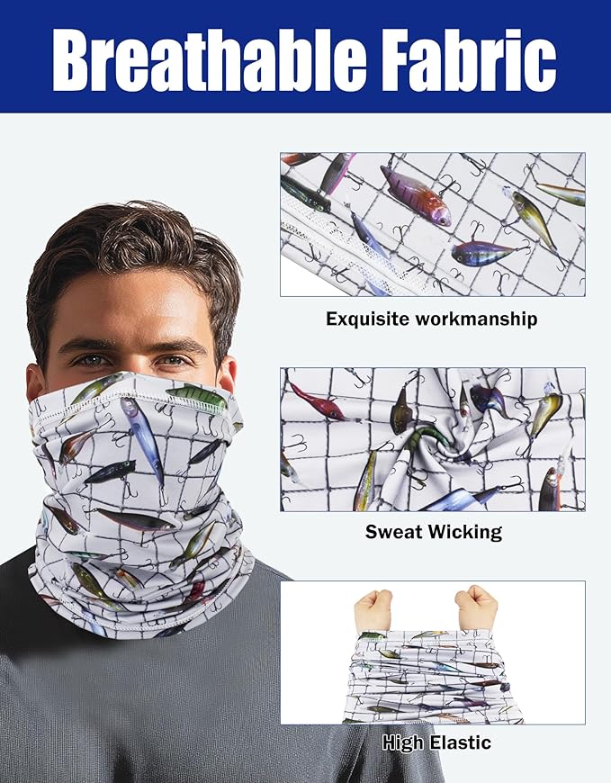 JHYWELL Cooling Neck Gaiter Face Mask, UV Protection Masks Gator, Windproof Bandana for Skiing, Fishing, Hiking, Cycling