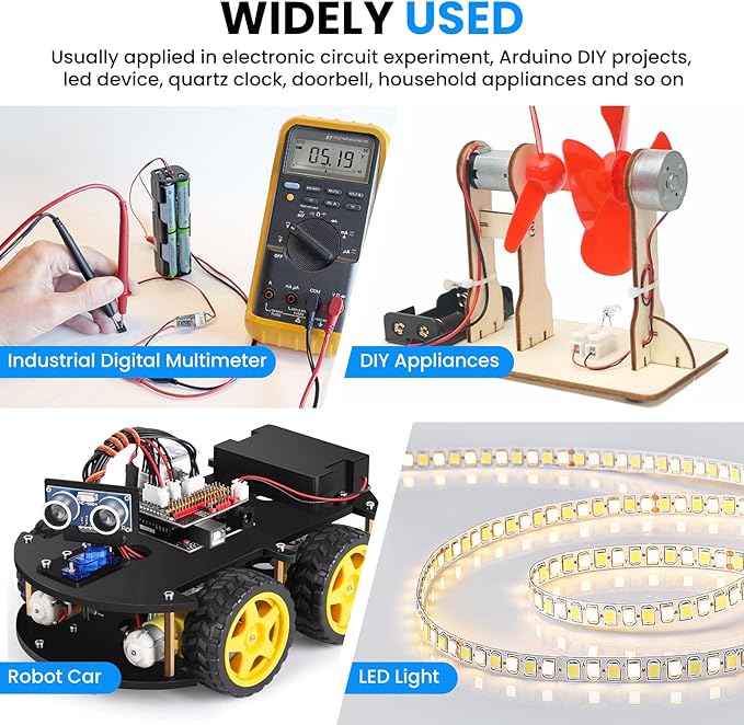 SDTC Tech 4-Pack 1/2/3/4 x AA Battery Holder with Wire Leads 1.5/3/4.5/6 Volt Battery Case Box Kit for Arduino Project Led Circuit Experiment