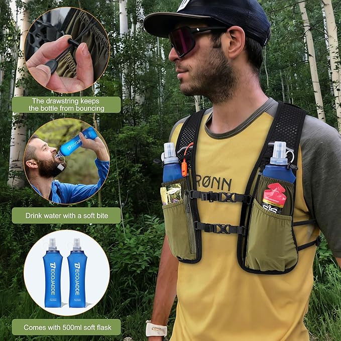 Running Vest Hydration Backpack for Men Women, 5L Lightweight Running Backpack Hydration Pack for Marathon, Trail, Cycling, Hiking, Jogging