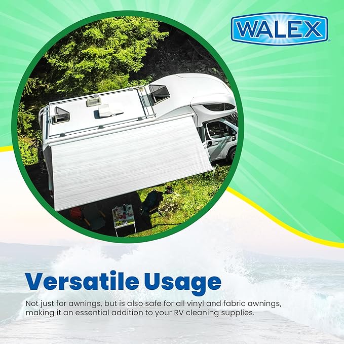 Walex RV Awning Cleaner - Safe for Vinyl & Fabric, Dissolves Tough Stains, Mold, Mildew, Dirt, Bird Droppings & More; Extends Awning Lifespan for RVs, Campers, Trailers & Motorhomes, 32 oz