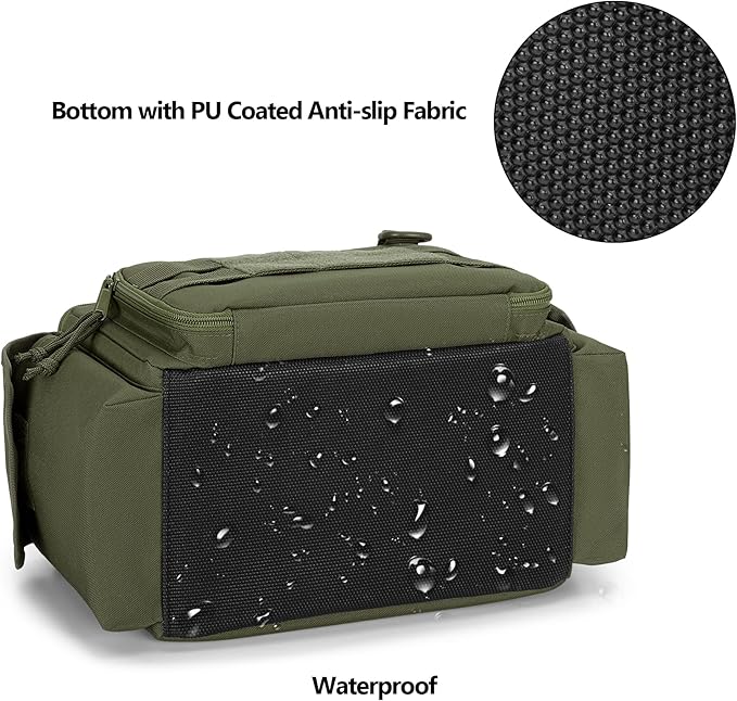 Small Tool Bag with Anti-friction and Thick Padded Bottom, Tool Storage Organizer for Men, Tactical Range Bag, Multi-functional Work Bag for Repairman, Electrician, Carpenters (Green)