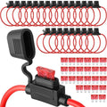 Shimeyao 24 Pcs Inline Fuse Holder Waterproof Automotive Replacement with ATC Blade Fuses for Car Truck Motorcycle Boat (16 Awg with 10 A)