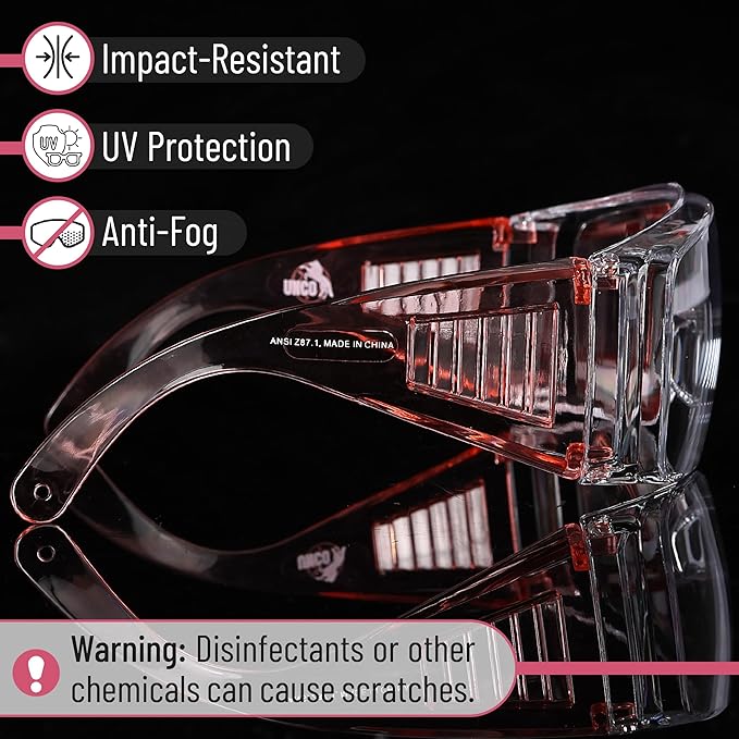 UNCO- Safety Goggles Over Glasses, Protective Goggles, Anti Fog, Work, Safety Glasses Over