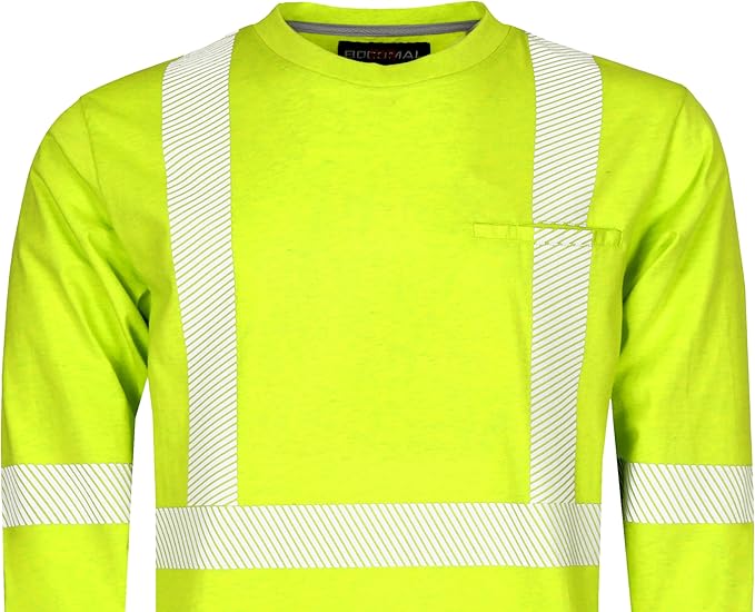 BOCOMAL FR Hi-Vis Shirts 6oz Lightweight High Visibility Reflective Flame Resistant/Fire Retardant Shirt Men's Safety Shirts