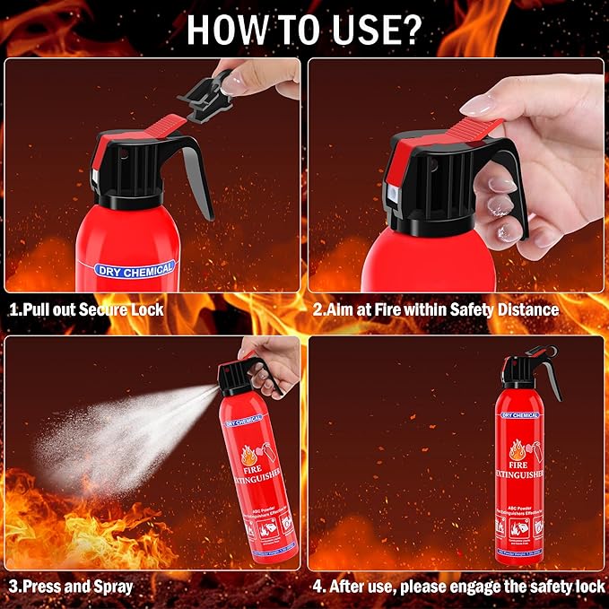 ABC Dry Chemical Fire Extinguisher with Wall Mount - Household Marine Fire Extinguisher for Kitchen Home, Car, Boat, Truck, Electrical, Grease Fires