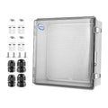 Waterproof Outdoor IP67 Junction Box (13"x13"x5.1") with Mounting Plate, Hinged Clear Cover and Wall Brackets - Weatherproof ABS Plastic Electrical Enclosure for DIY Projects (330x330x130mm)