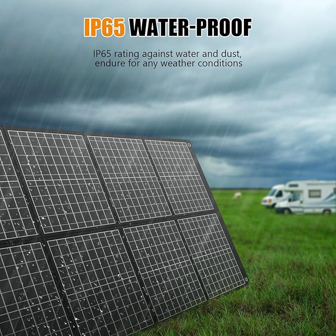 100W Portable Solar Panel, Foldable Monocrystalline Solar Charger with 18V DC & USB Outputs, IP65 Waterproof Folding Solar Panels for Portable Power Station, Camping, RV, Off-Grid, Hiking