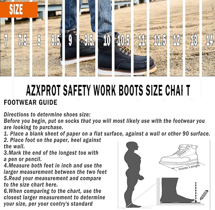 Work Boots for Men, 6" Soft Toe Wedge Sole Waterproof Safety Boots, Comfortable Construction Work Safety Shoes