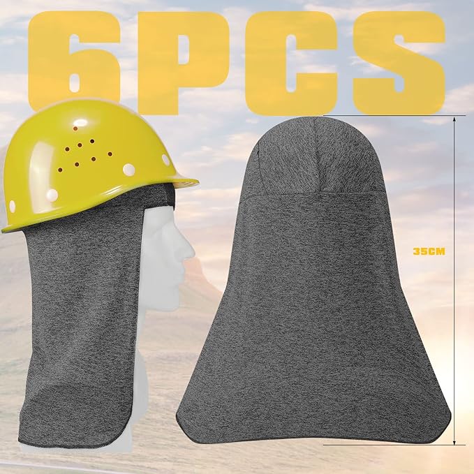 Sintege 6 Pieces Hard Hat Sun Shade Cooling Skull Cap Sun Neck Protector Quick Dry Neck Shade for Women Men