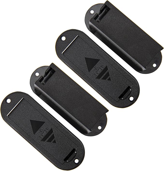 4Pcs Yootones Guitar Pickup Battery Box 9V Battery Cover Holder Case Compatible with Active Guitar Bass Pickup(Black)