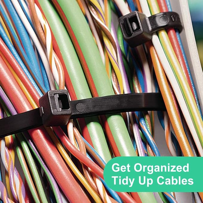 Black zip ties 18 inch Cable ties wraps 100 pcs/Pack outdoor use Long plastic ties with 60 Pounds tensile