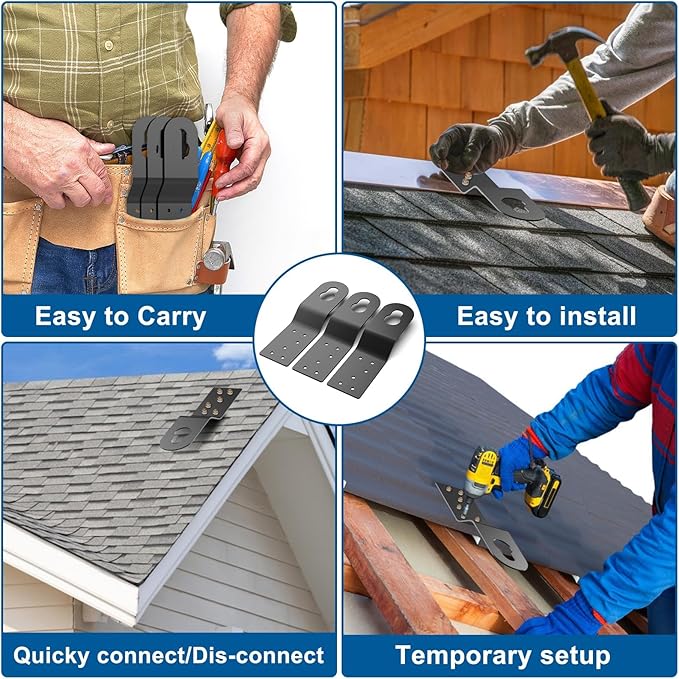 3-Pack Roof Safety Anchor,Ybenlld Permanent Roof Anchor For Fall Protection Connects To Wood Surfaces,Safety Harness,Safety Ropes for Fall Protection,and Other Roof Safety Kit