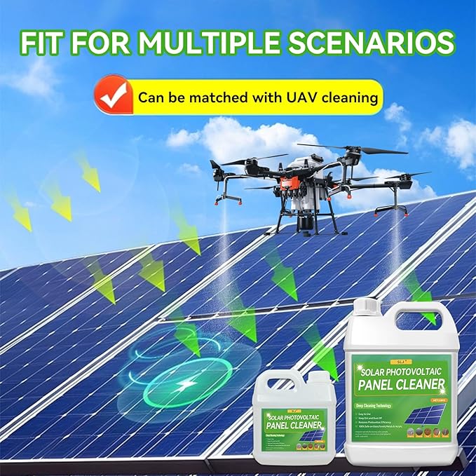 Solar Panel Cleaner, Ultra Concentrated Solar Panel Cleaning Solution | Multipurpose PV Panel Cleaning - Pro Quick Dry Streak-Free, Remove Dirt,Dust,Droppings,Oils & Water Spots (1 gallon)